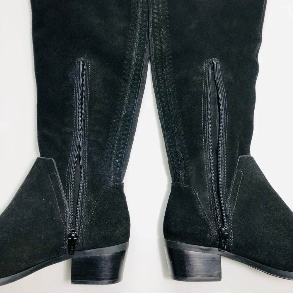 NEW Vince Camuto Bendra Suede Black Over the Knee Split Shaft Boot size 6